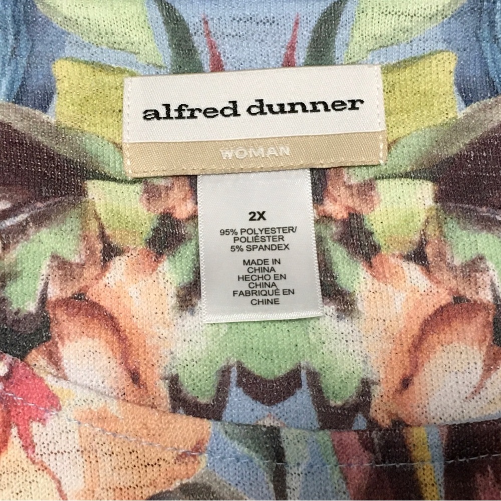 Alfred Dunner Woman Size 2X Blue Floral 3/4 Sleeve with Detachable Necklace 2025 - Picture 4 of 9